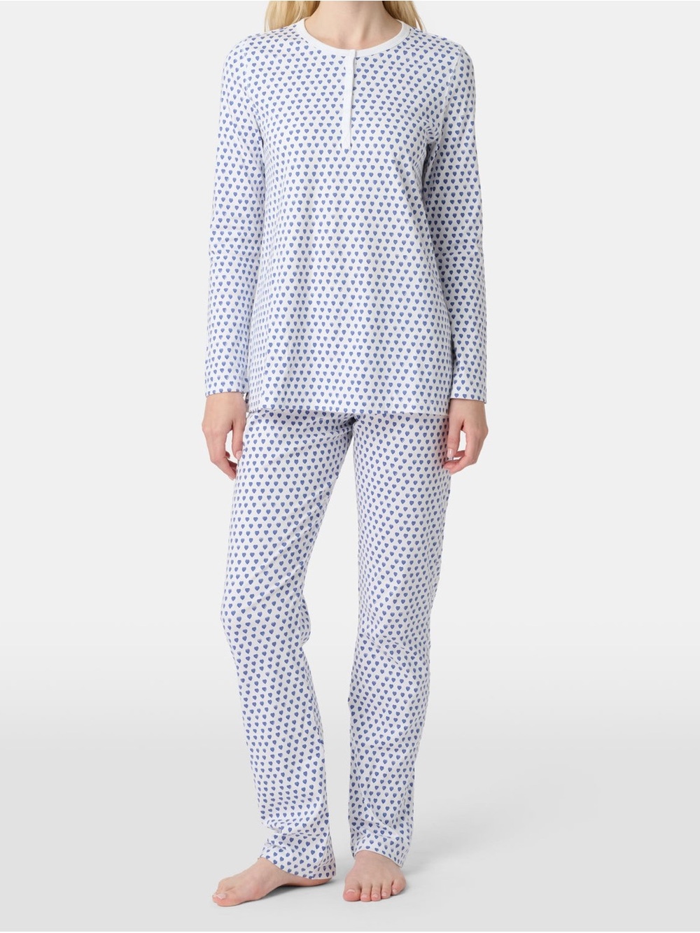 NWT Roller Rabbit Hearts Pajama Set Blue XS 100% Cotton